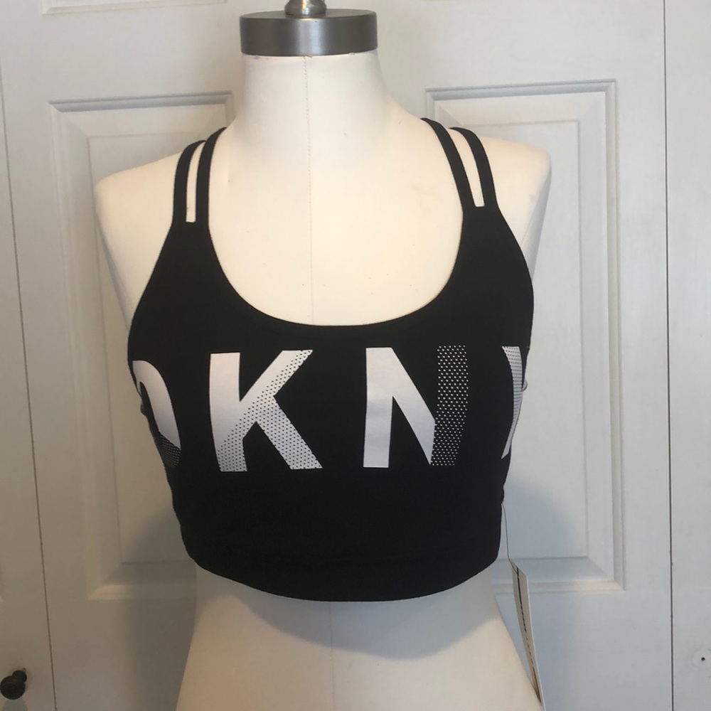 NWT DKNY Strappy Black and White Sports Bra - Picture 4 of 8